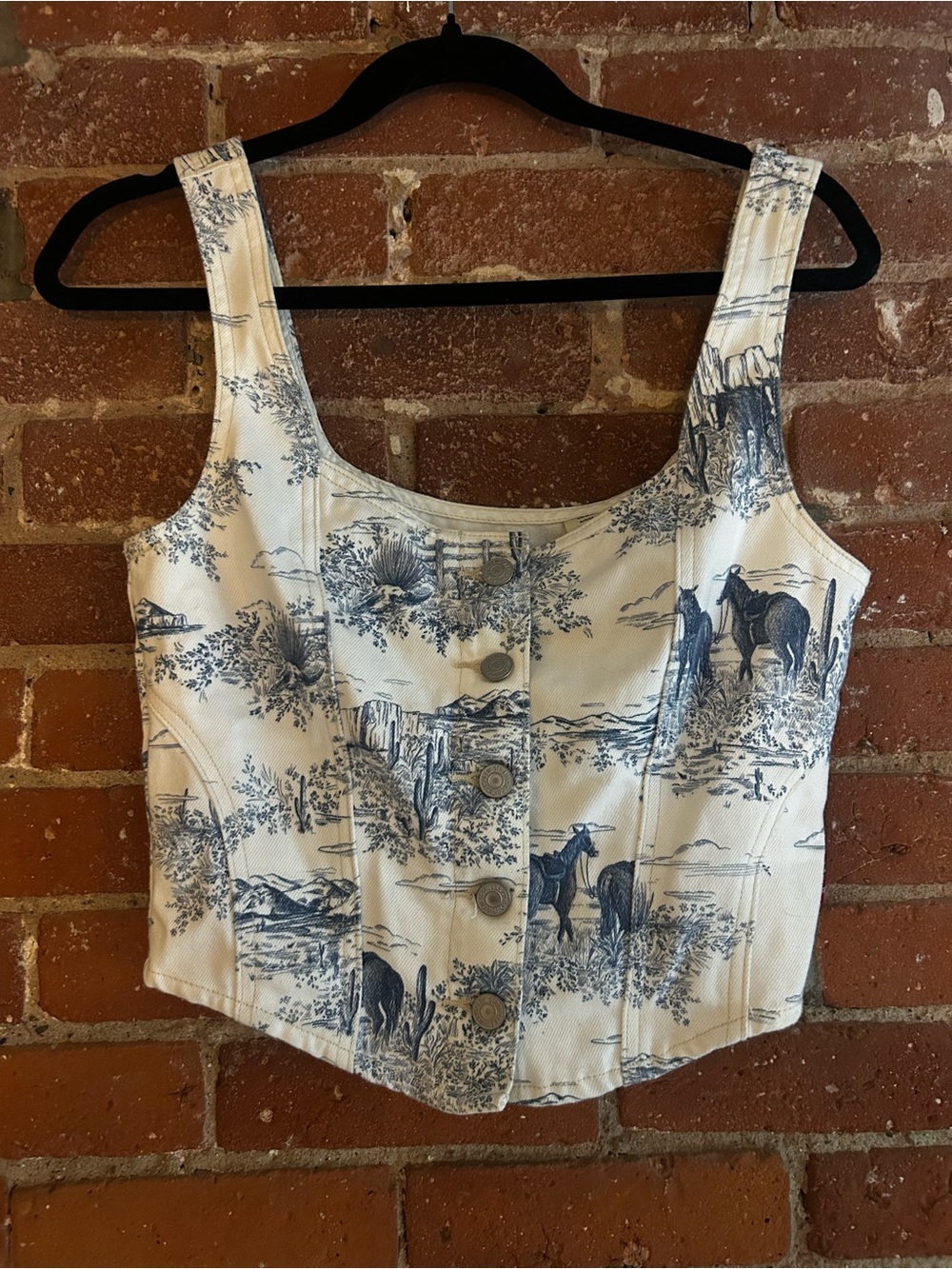 Levi’s Alani Western Blue & White Denim Corset Top - Picture 2 of 4
